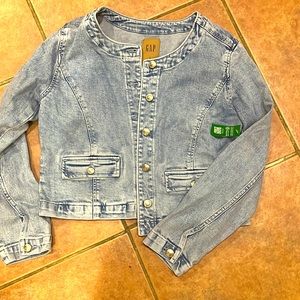 NWT Gap collarless jean jacket